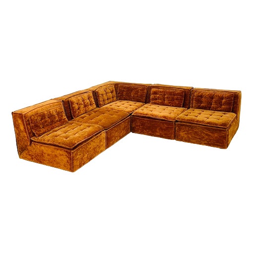 Mid-Century Italian Brown Modular Sofa, 1970s, Set of 5 For Sale