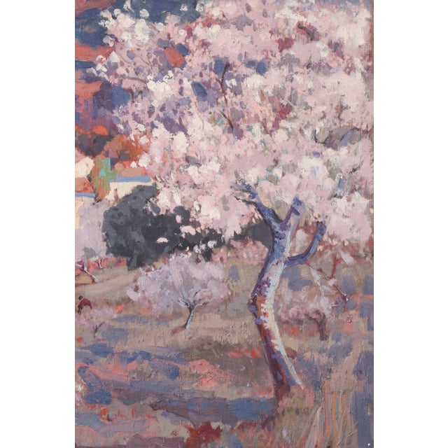 Josep Mas Pou, Almond Blossom Landscape, Mid-20th Century, Oil on Canvas For Sale - Image 6 of 15