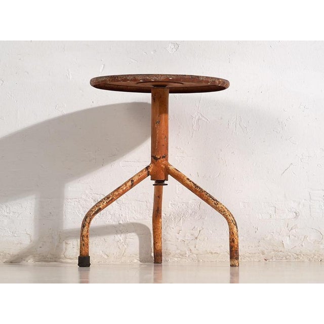 Rustic Vintage Stool in Metal, 1950 For Sale - Image 3 of 7