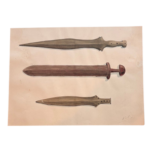 Antique Watercolor From the (Helsinki) National Museum of Finland Bronze Age Tools Collection c.1910