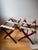Mid-Century Modern Vintage Mid-Century Scheibe Boston Folding Luggage Racks With Floral Tapestry – Pair For Sale - Image 3 of 12