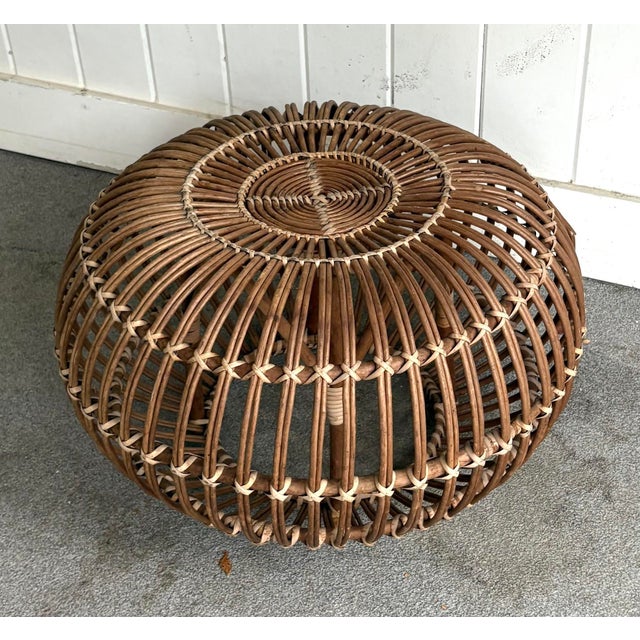 1950s Franco Albini Midcentury Rattan Lobster Pot Ottoman / Stool For Sale - Image 5 of 5