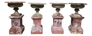 Large French Garden Urns in Cast Iron with Terracotta, 1840s, Set of 2