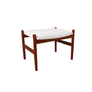 Vintage Danish Teak and Bouclé Stool by Spøttrup, 1960s For Sale