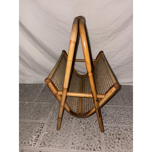 Wood Vintage Bamboo Magazine Rack, 1950 For Sale - Image 7 of 11