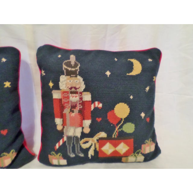 Vintage Christmas Needlepoint Nutcracker Pillows 14" X 14" Chairish