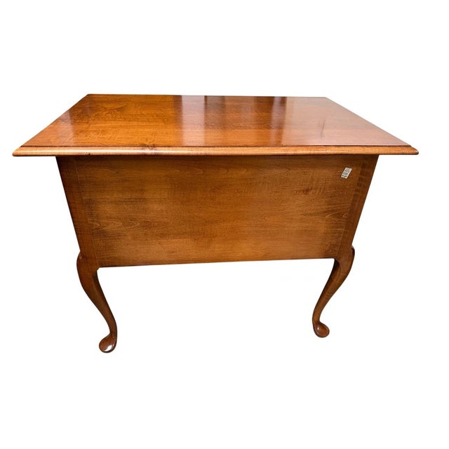 Beautiful Vintage Queen Anne-style Mahogany Wood Lowboy Dressing Table with a warm finish, featuring an overhanging top,...