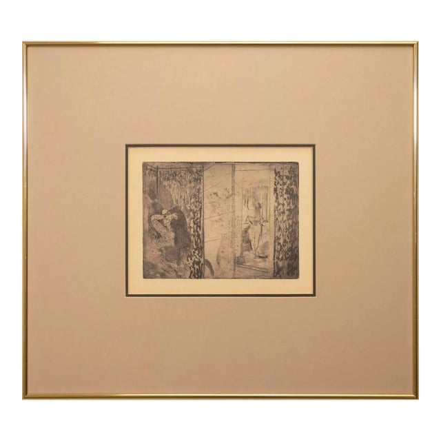 Edgar Degas Loges d'Actrices Modern Figurative Etching on Paper 1879-80 Framed For Sale