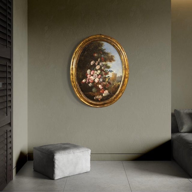 Italian Artist, Oval Still Life, 1780, Oil on Canvas For Sale - Image 7 of 16