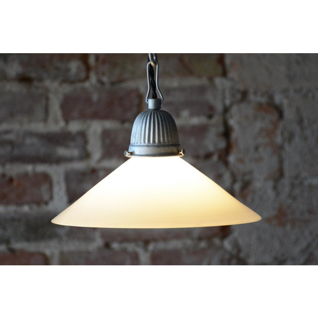 1970s Mid-Century Chandelier in Metal and Opal Glass, Czech, 1970s For Sale - Image 5 of 6