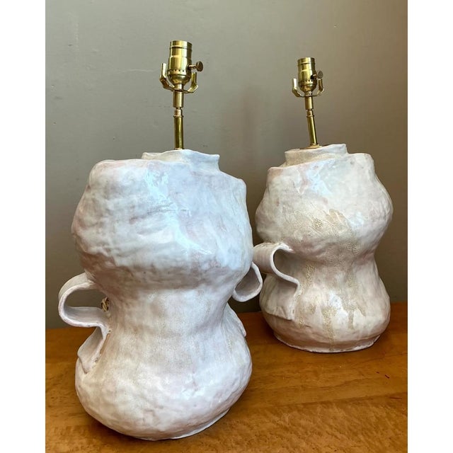 Vintage Sculptural Ceramic Table Lamps - a Pair For Sale - Image 12 of 14