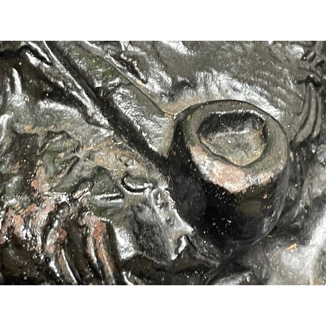 Metal Traditional 1900s English Cornish Fisherman Sea Captain Pipe Smoker Wall Plaque Sculpture For Sale - Image 7 of 11