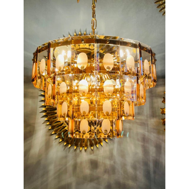 Glass Chandelier from Kinkeldey, 1970s For Sale - Image 3 of 9