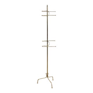 Vintage Tall Brass Atomic Towel Rack MCM Bathroom or Entryway Gold Color Accent For Sale