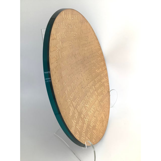 Stunning Large Gold Stephen Schlanser Christian Art Glass Platter, Signed, 22”d For Sale - Image 11 of 13