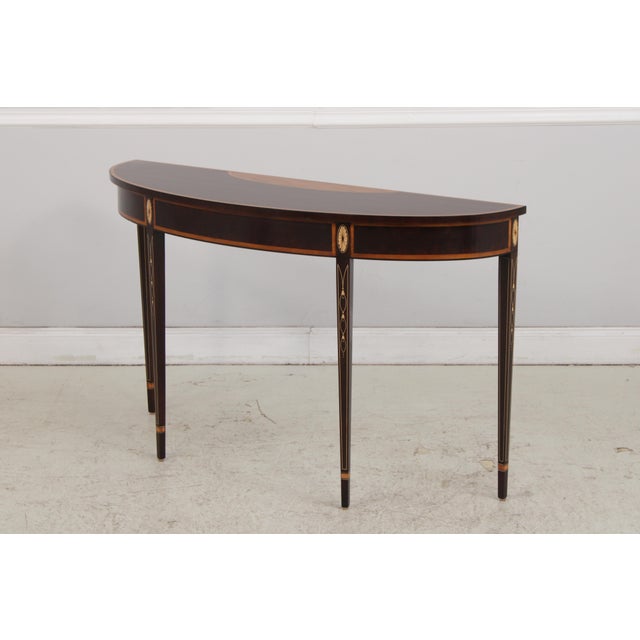 Traditional Stickley Inlaid Mahogany Federal Console Hall Table For Sale - Image 3 of 15