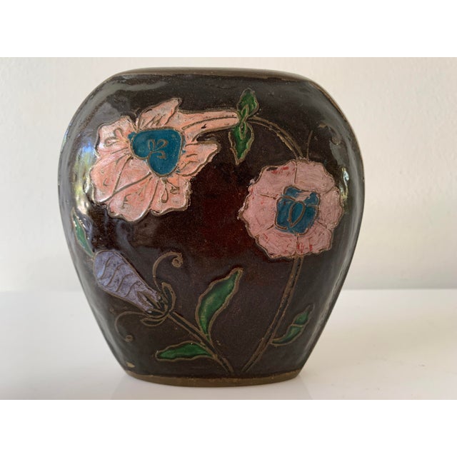 Vintage Enameled Brass Vase & Jar Pair Chairish