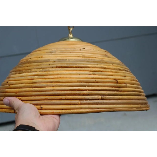 1950s Bamboo and Brass Pendant Lamps, 1950s, Set of 2 For Sale - Image 5 of 13