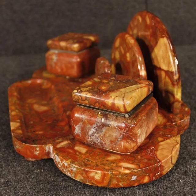 Brown Art Deco Marble Inkwell, 1930s For Sale - Image 8 of 13