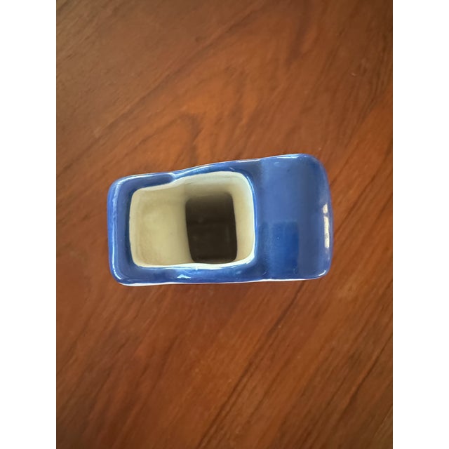 1990s Ceramic Art Vase With Swirl and Dot Pattern and Blue Sides For Sale In Los Angeles - Image 6 of 10