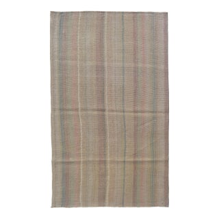 Vintage Turkish Kilim With Soft Pastel Stripes in Sage, Blush, and Sky Blue For Sale