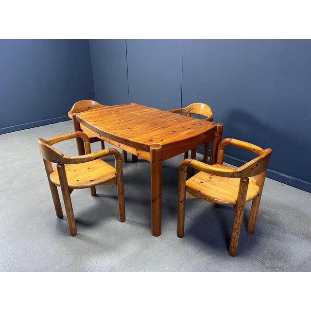 Pine Wood Dining Table and Chairs C.J. Rosengaarden, 1970s, Set of 5 For Sale - Image 10 of 13