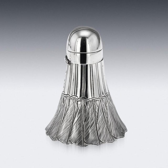 1920s Vintage English Silver Novelty Shuttlecock Inkwell, 1928 For Sale - Image 5 of 16