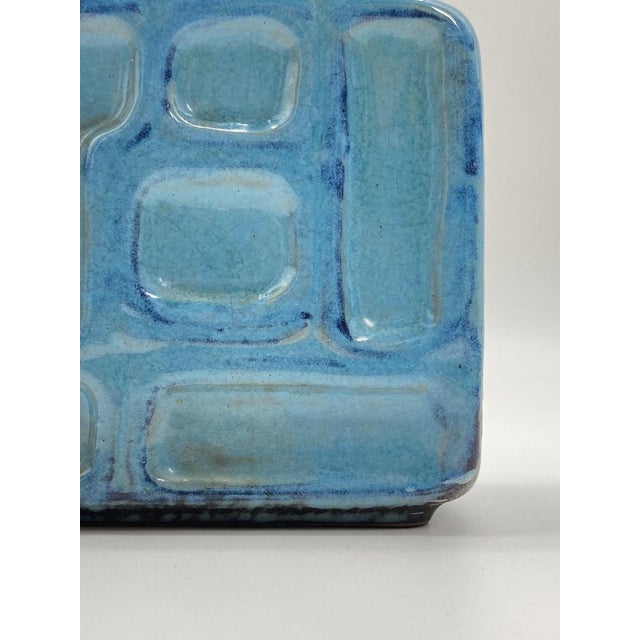 Turquoise Mid-Century Geometric Vase in Glazed Ceramics, Germany, 1950s For Sale - Image 8 of 14