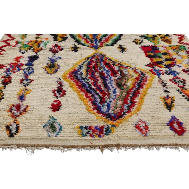 Berber Tribes of Morocco Colorful Vintage Moroccan Azilal Rug - 04'09 X 10'00 For Sale - Image 4 of 9