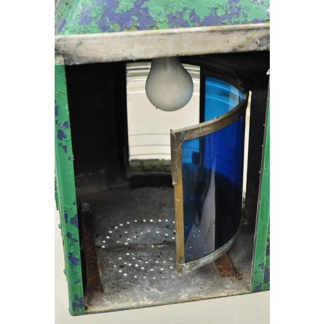 Green Antique Eli Griffith & Sons Green Marine Masthead Ship Lantern Light Fixture For Sale - Image 8 of 12