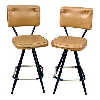 Vintage Mid Century Modern Swivel Counter Stools - a Pair For Sale