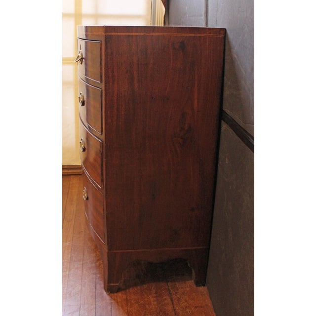 English Late 18th Century English George III Period Bowfront Chest of Drawers For Sale - Image 3 of 15