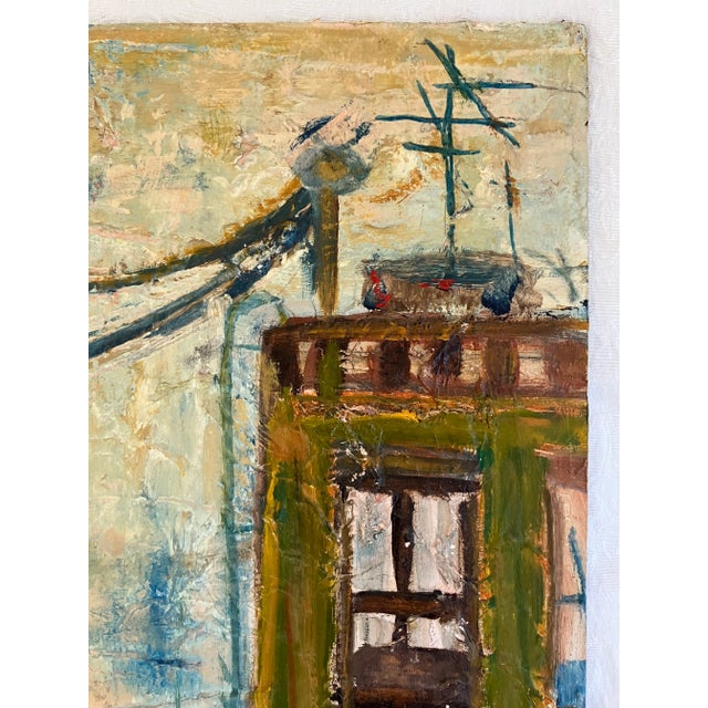 San Francisco Bay Bridge Expressionist Cityscape Oil on Masonite. Signed For Sale In Monterey, CA - Image 6 of 12