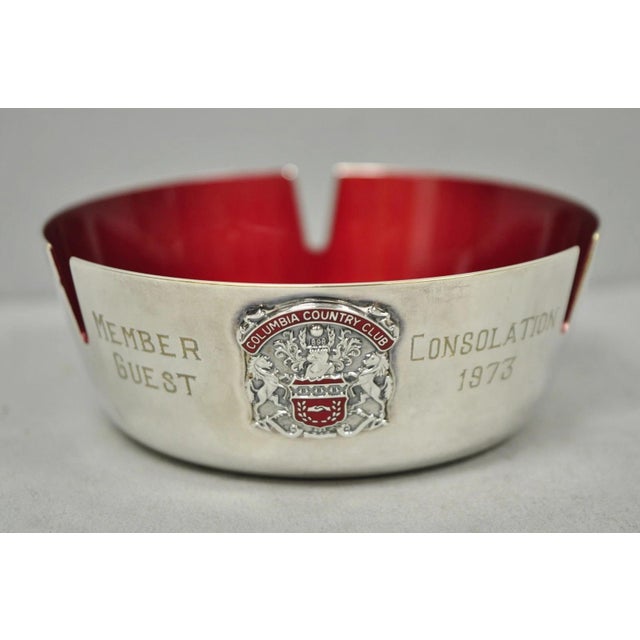 Vintage Reed & Barton 22 Silver Plated Red Enamel Columbia Country Club Ashtray For Sale - Image 13 of 13