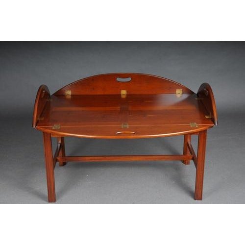 Antique English Captains Coffee Table in Yew Tree For Sale - Image 5 of 9