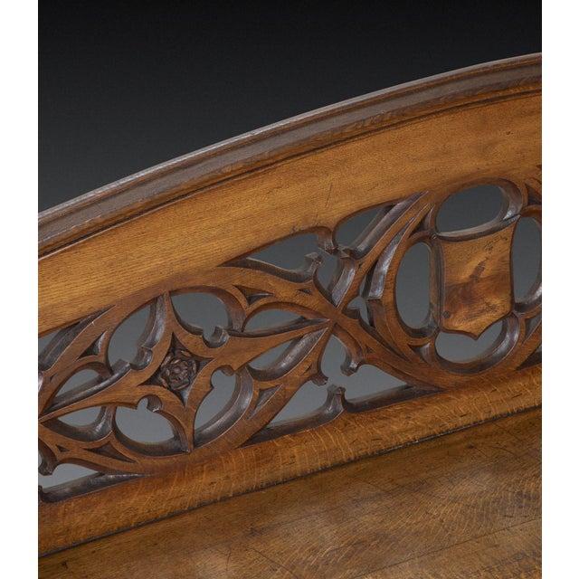 Large English Oak Hall Bench, 1840s For Sale - Image 10 of 12