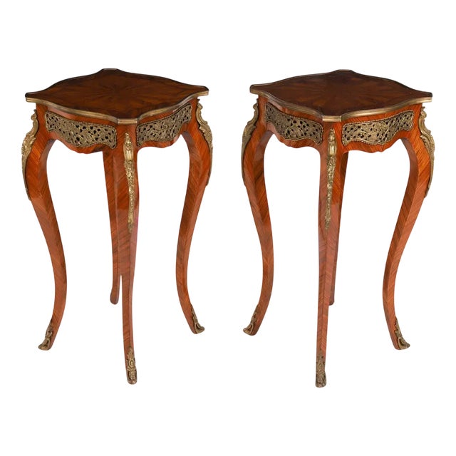Vintage French Louis Revival Ormolu Mounted Occasional Tables, Set of 2 For Sale
