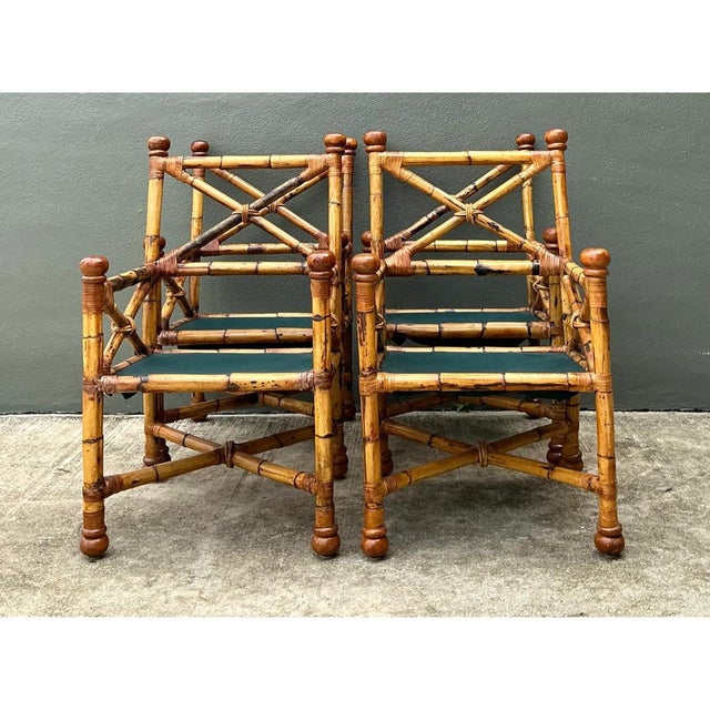 Vintage Bamboo X-Backdining Chairs - Set of 4 For Sale - Image 11 of 15