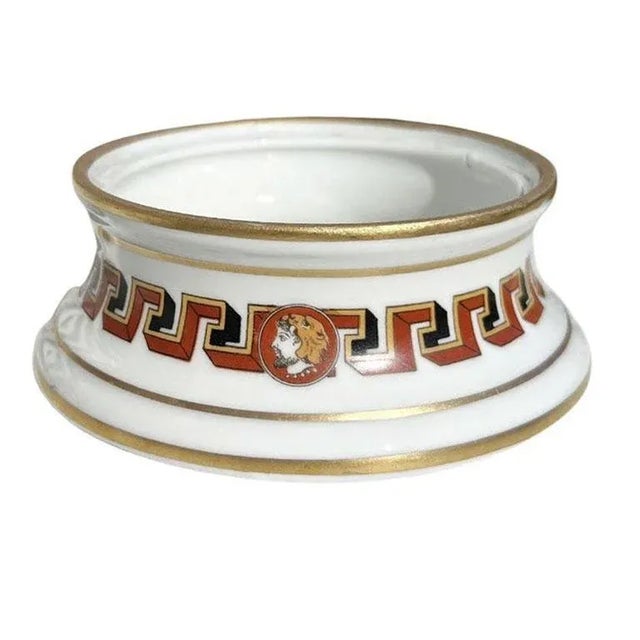 Early 20th Century Round Ceramic Gilt Greek Key Bowls With Silhouettes France - a Pair For Sale - Image 5 of 6