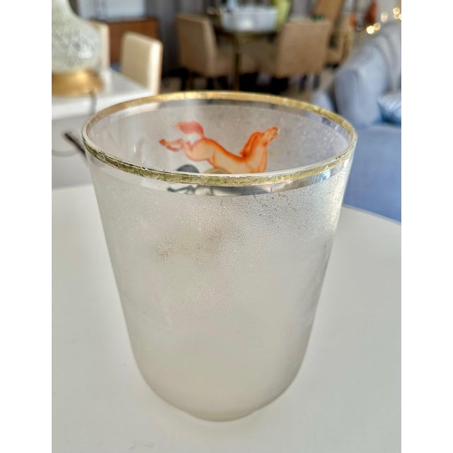 Mid-Century Culver "Wild Horses" or "Ming" Pattern Ice Bucket Cooler For Sale - Image 9 of 17