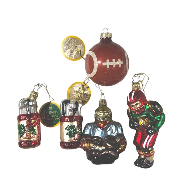 Hollywood Regency European and Inge-Glas Sport and Misc Christmas Ornaments With Stocking, Set of 20 For Sale - Image 3 of 8
