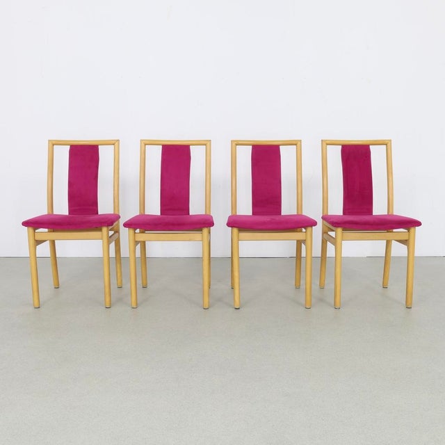 Danish Dining Chairs in Velvet by K. Høffer-Larsen, 1980s, Set of 4 For Sale - Image 11 of 11
