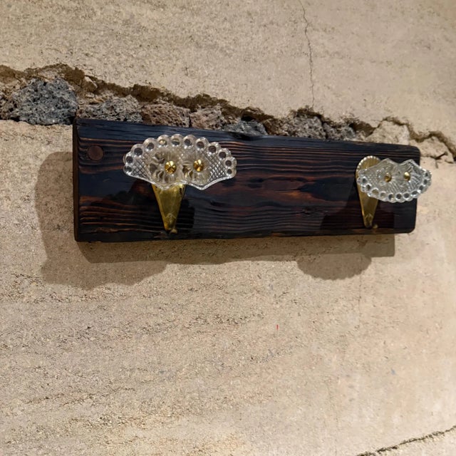 Mid-Century Modern Italian Coat Rack Hooks Set of Two, Brass & Glass For Sale In San Diego - Image 6 of 9