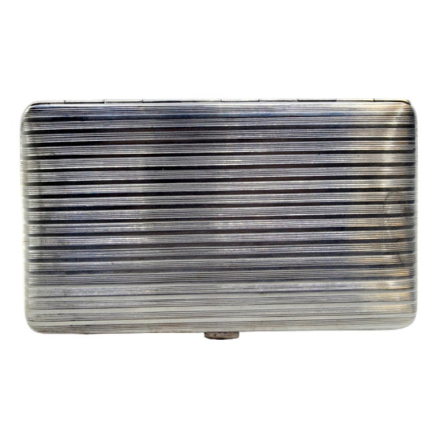 Silver Cigarette Case with Fluted Bands and Hinged Lid For Sale