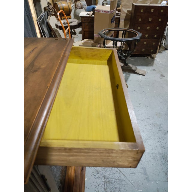 Antique Victorian Walnut Sheet Music Cabinet / Record Cabinet With Patterned Glass Doors, Circa 1880 For Sale - Image 12 of 13