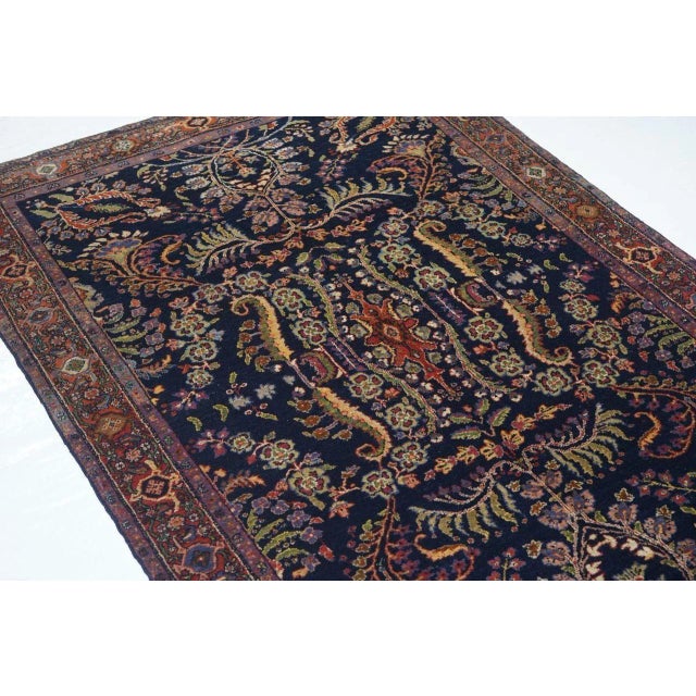 Blue Antique Mohajeran Sarouk Rug 4'5'' x 6'8'' For Sale - Image 8 of 10