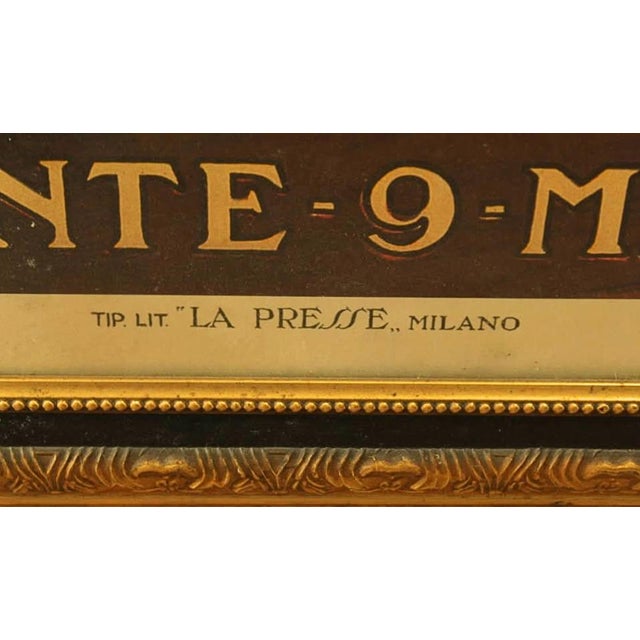Vintage Italian Columbia Gramophone Advertising Poster in Ornate Gold Frame For Sale In Greensboro - Image 6 of 9
