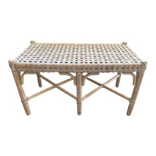 Late 20th Century McGuire Organic Modern Rattan Bench, Signed For Sale