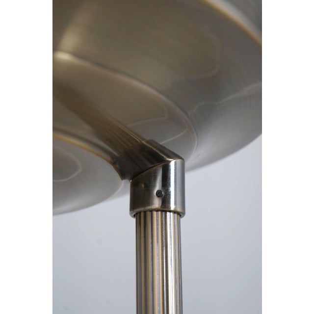 Metal Vintage Brass & Glass Tall Floor Torchiere Lamp For Sale - Image 7 of 11