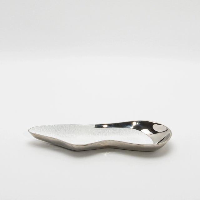 Bowl in Stainless Steel With White Shagreen Details by Kifu Paris